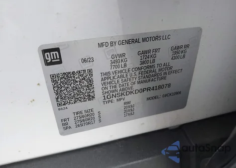 2023 Chevrolet Suburban 4Wd Z71 from USA, damaged, VIN 1GNSKDKD0PR418078